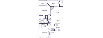 Two bedroom floor plan at Collage Apartment Homes