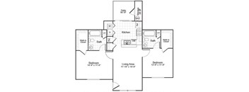 two bedroom floor plan at paradise oaks apartments