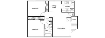 two bedroom floor plan at Westchester Park apartments