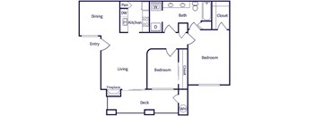 Two bedroom floor plan at Deerwood Apartments in Corona CA