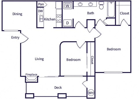 Two bedroom floor plan at Deerwood Apartments in Corona CA