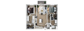 Two bedroom floor plan at Hawkley Apartments in Milford MA