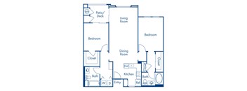 Two bedroom floor plan at Campana Crown Valley Apartments in Mission Viejo CA