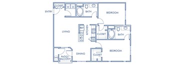 Two bedroom floor plan at Sierra at Otay Ranch Apartments in Chula Vista CA