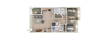 Two bedroom floor plan at The Braydon Apartments in Napa CA