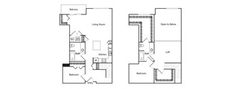 Two bedroom floor plan at Riverpark Apartments in Redmond WA