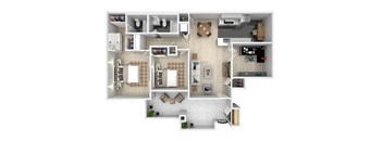 Two bedroom floor plan image at The Resort at Encinitas Apartments in Encinitas CA