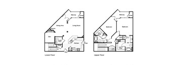 Two bedroom two bathroom floor plan at Westchester at the Pavilions in Waldorf MD