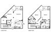 Two bedroom two bathroom floor plan at Westchester at the Pavilions in Waldorf MD