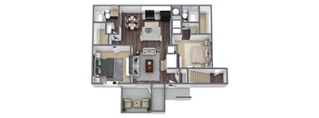 Two bedroom floor plan image at Priest Lake in Nashville TN