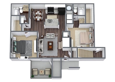 Two bedroom floor plan image at Priest Lake in Nashville TN