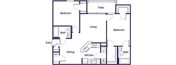 Two bedroom two bathroom floor plan image at Weston Circle