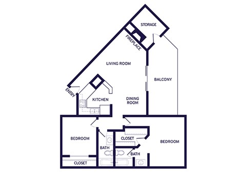 Two bedroom floor plan at Newport Apartment Homes in Nashville TN