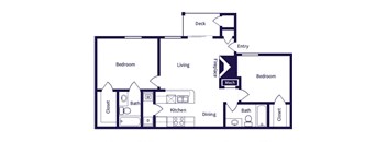 Two bedroom floor plan image at Sienna at Cherry Creek Apartments in Denver CO