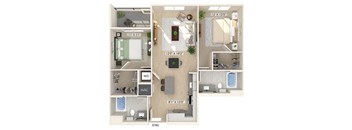 Two bedroom floor plan at Bowen Apartments in San Diego CA