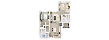 Two bedroom floor plan at 333 Ellington in Gaithersburg MD