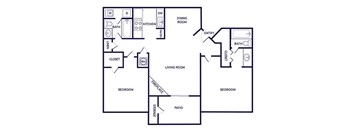 Two bedroom floor plan at Landmark at Wynton Pointe Apartment Homes in Nashville TN