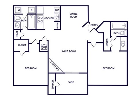 Two bedroom floor plan at Landmark at Wynton Pointe Apartment Homes in Nashville TN