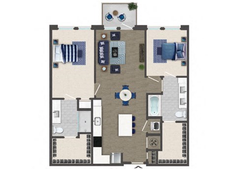 Two bedroom Floorplan Image at Caroline Apartments in Charleston SC
