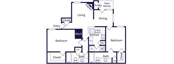 Two bedroom floor plan image at Parkfield Apartment Homes in Denver CO