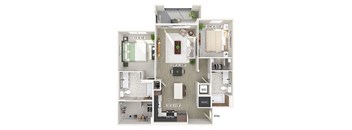 Two bedroom floor plan at CALIXA Apartment Homes in Camarillo CA