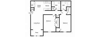 Two bedroom floor plan image at Chroma Park Apartments in Austell GA