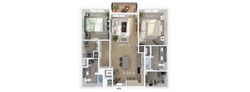 Two bedroom floor plan at Jayden Apartments in Peabody MA