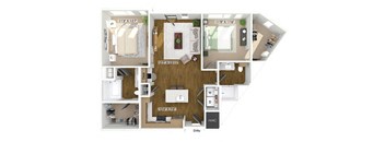 Two bedroom floor plan at The Edley in Atlanta GA