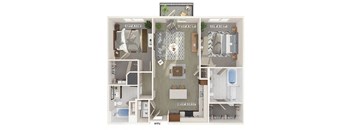 Two bedroom floor plan image at 1900 Parmer Apartments in Austin TX