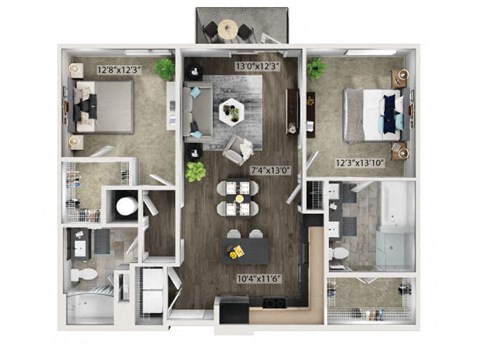 B2 Floorplan Image at Fifteeen15 South Lamar Apartments in Austin TX