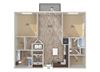 Two bedroom two bathroom floor plan at The Reid Apartments in Tucker, GA