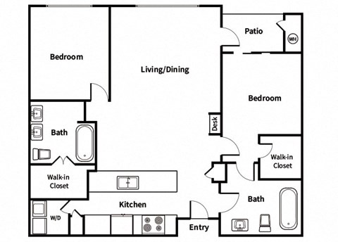 B2 Floorplan Image at Town Center Apartments in Santa Clarita CA