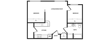 B2 floor plan at Boardwalk Apartments