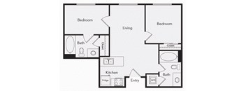 B2 Two bedroom floor plan image at iL Palazzo Apartments in San Diego CA
