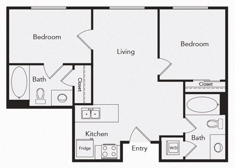 B2 Two bedroom floor plan image at iL Palazzo Apartments in San Diego CA