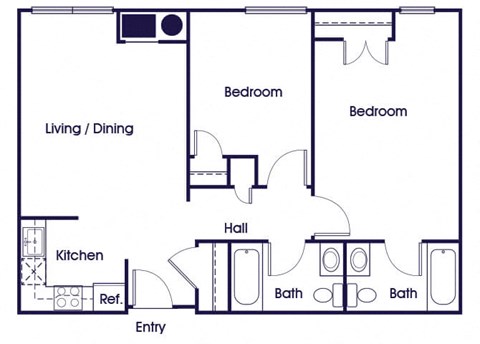 Two bedroom Floorplan Image at Guardian Place Apartments in Richmond VA