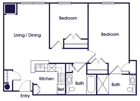 Two bedroom Floorplan Image at Guardian Place Apartments in Richmond VA