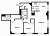 Two bedroom two bathroom floor plan image at 735 St. Clair