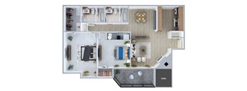 Two bedroom floor plan at Rock Peak on Sunset Apartments in Longmont CO