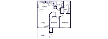 Two bedroom floor plan image at Fallbrook Ranch in Houston TX