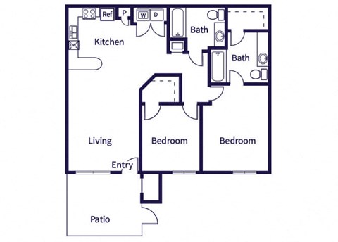 Two bedroom floor plan image at Fallbrook Ranch in Houston TX