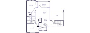 Two bedroom floor plan at Hollow Creek in Conroe TX