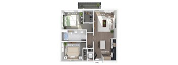 Two bedroom floor plan at The Brynn in Kirkland WA
