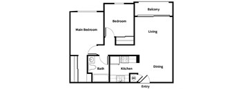 B2 Two Bedroom floor plan at Harvard Yard and Glenmary in Los Angeles, CA
