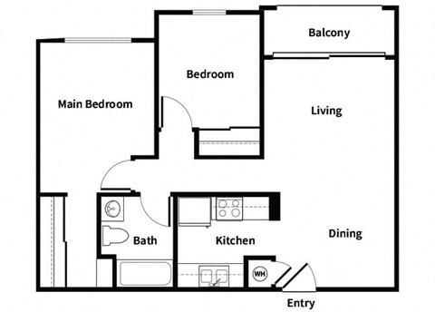 B2 Two Bedroom floor plan at Harvard Yard and Glenmary in Los Angeles, CA