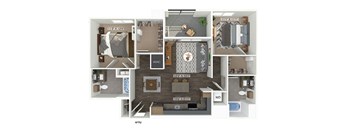 Two bedroom floor plan at The Braydon Apartments in Napa CA