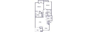 Two bedroom floor plan at Collage Apartment Homes