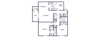 Two bedroom floor plan at City Side Flats Apartments in Nashville TN