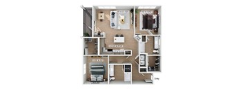 Two bedroom floor plan at Hawkley Apartments in Milford MA