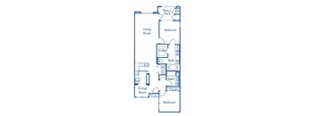 Two bedroom floor plan at Campana Crown Valley Apartments in Mission Viejo CA